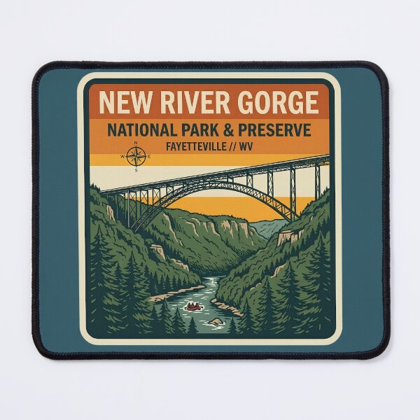 Item preview, New River Gorge National Park West Virginia Bridge Sunset Badge designed and sold by LittleArij.