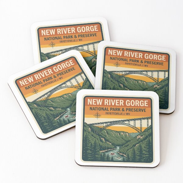 Item preview, New River Gorge National Park West Virginia Bridge Sunset Badge designed and sold by LittleArij.