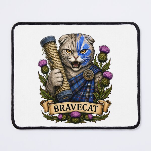 Item preview, Bravecat Scottish Warrior Cat Traditional Tattoo designed and sold by Old's Cool Cat Studio.