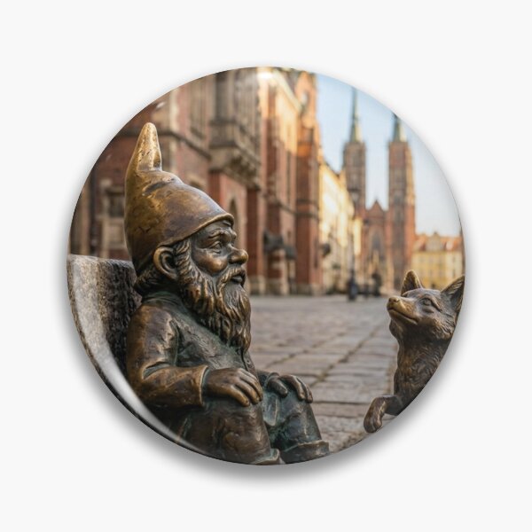 Item preview, Wroclaw Gnome With Fox – Bronze Garden Gnome Folk Art designed and sold by Purrfecta.
