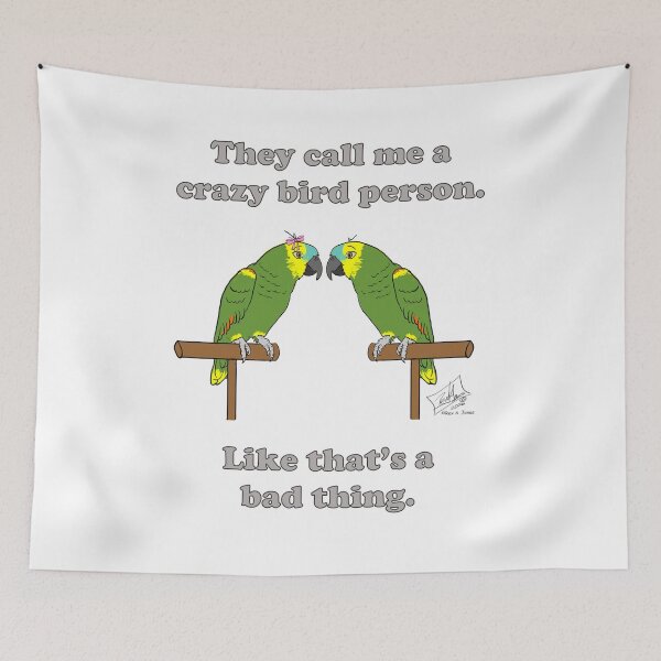 Item preview, Crazy Bird Person Blue-Fronted Amazons designed and sold by Laughing Parrot Studio.