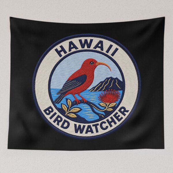 Item preview, Hawaii Bird Watcher ʻIʻiwi Honeycreeper Volcano Patch designed and sold by The-Drip-Studio.