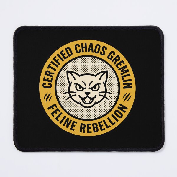 Item preview, Certified Chaos Gremlin Badge Funny Feral Cat Seal designed and sold by Oommen Studio .