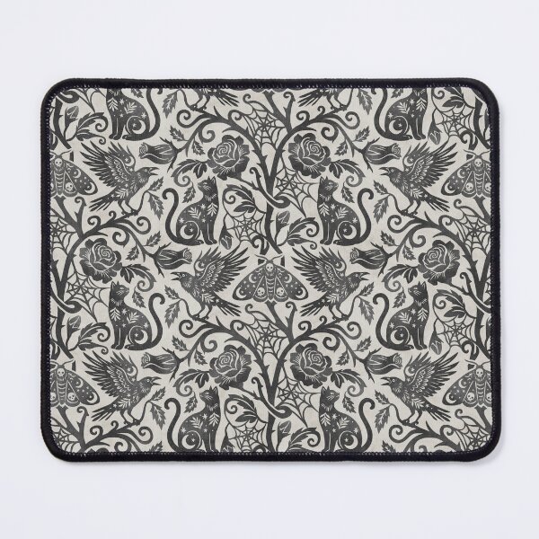 Item preview, Ornate Gothic Cats Ravens Moths And Roses In Charcoal On Cream designed and sold by EliveraDesigns.