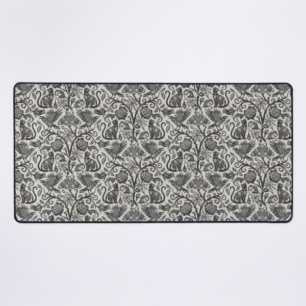 Item preview, Ornate Gothic Cats Ravens Moths And Roses In Charcoal On Cream designed and sold by EliveraDesigns.