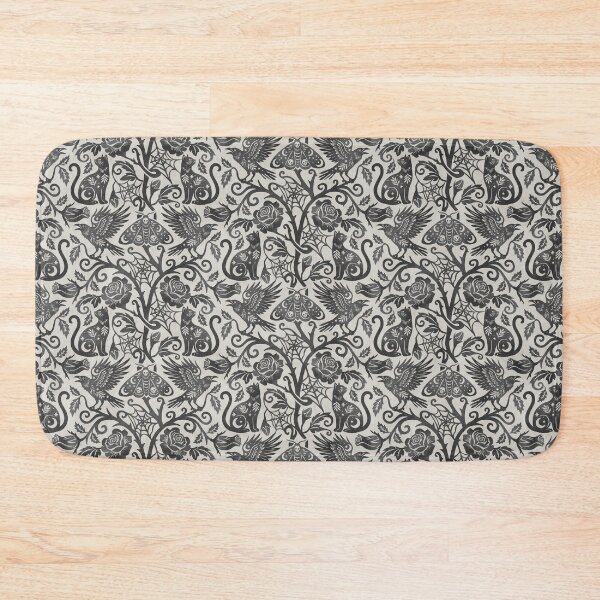 Item preview, Ornate Gothic Cats Ravens Moths And Roses In Charcoal On Cream designed and sold by EliveraDesigns.