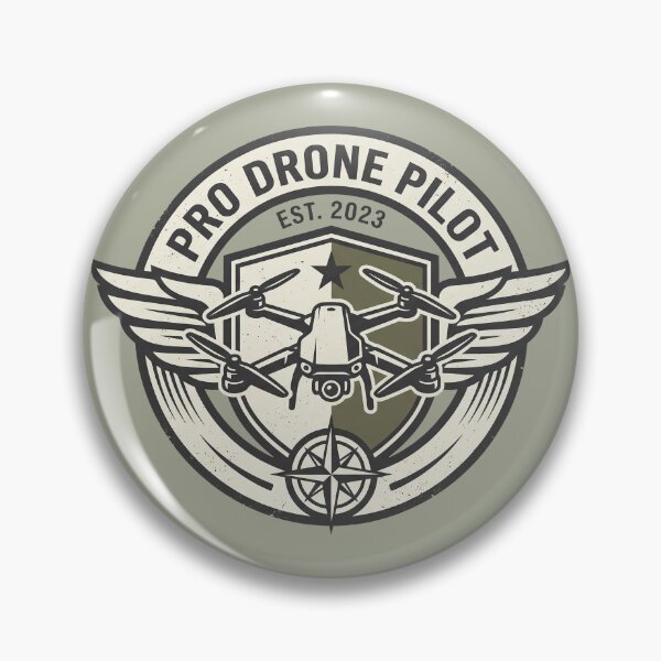 Item preview, Pro Drone Pilot Vintage Aviation Badge Quadcopter Graphic designed and sold by KiwiRider.