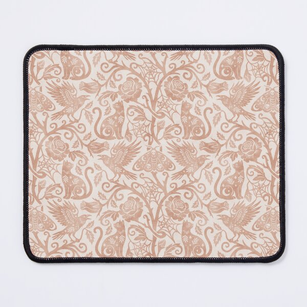 Item preview, Ornate Gothic Cats Ravens Moths And Roses In Golden Beige On Cream designed and sold by EliveraDesigns.