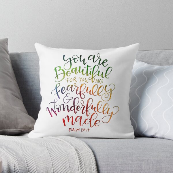 Rainbow Psalms 139:14 Throw Pillow