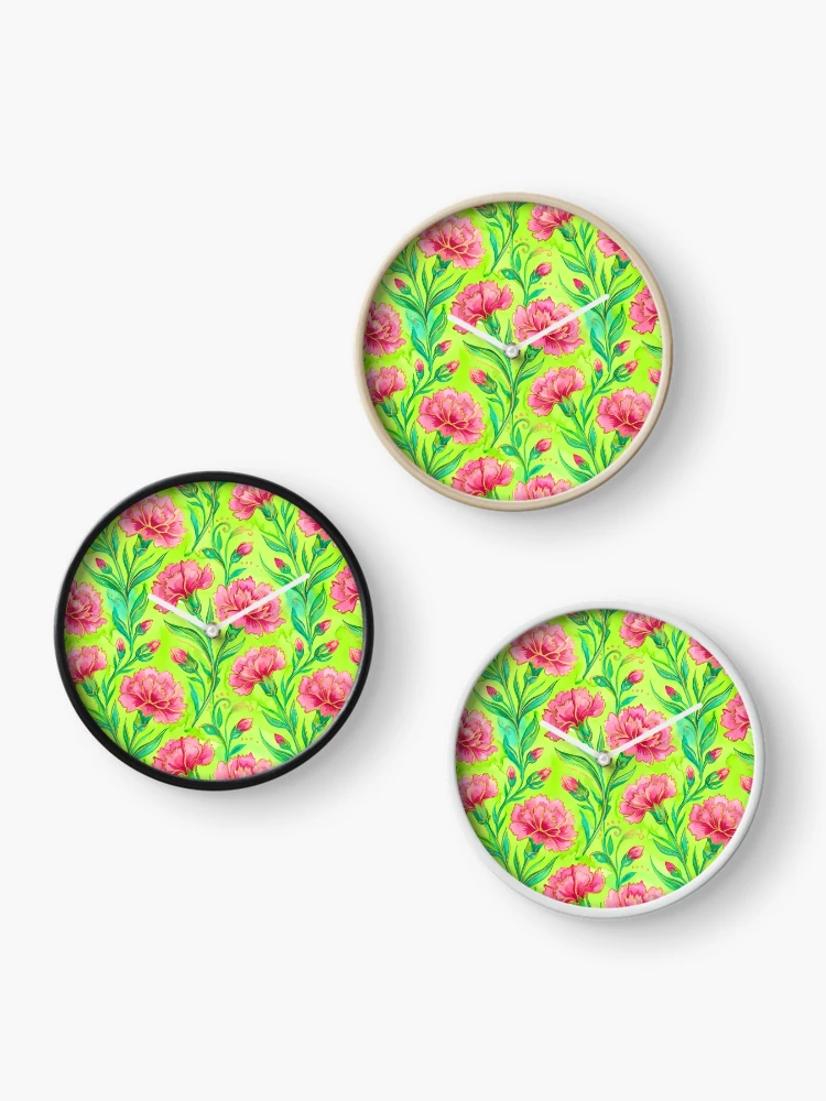 Thumbnail 3 of 4, Clock, Carnations designed and sold by GraphicsClub.