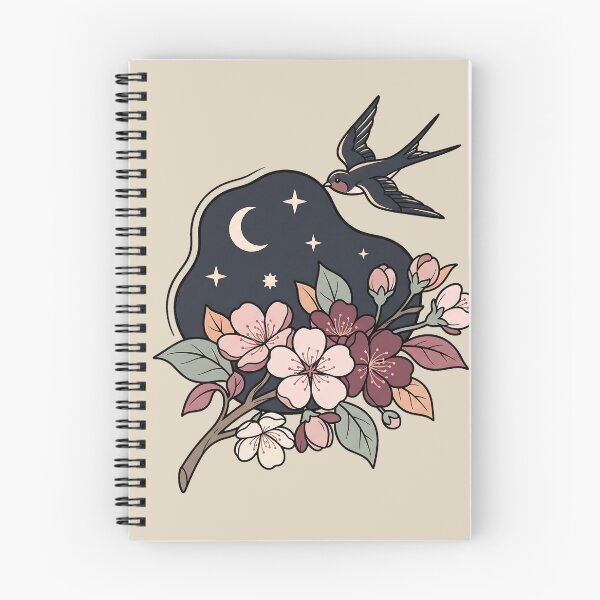 Item preview, Vintage Swallows Blossoms Celestial Night designed and sold by MythicCotton.