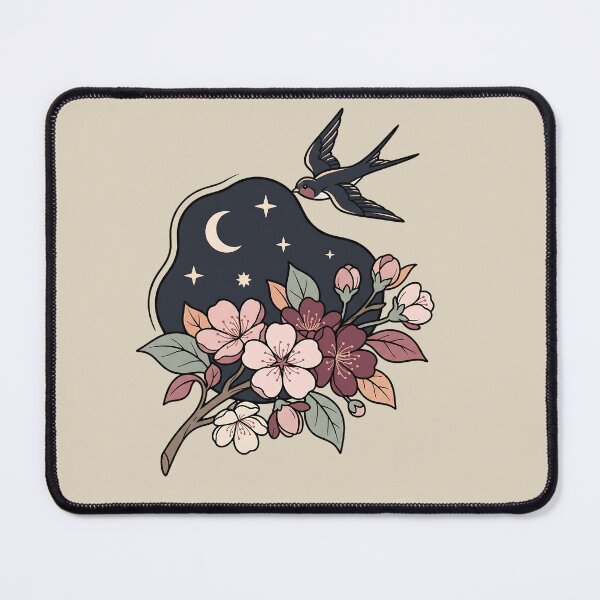 Item preview, Vintage Swallows Blossoms Celestial Night designed and sold by MythicCotton.