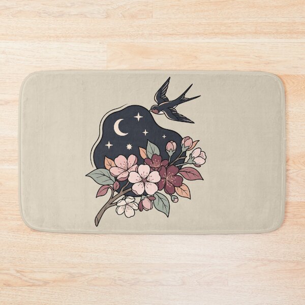Item preview, Vintage Swallows Blossoms Celestial Night designed and sold by MythicCotton.