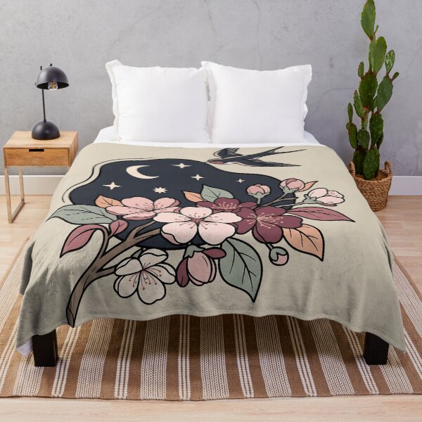 Item preview, Vintage Swallows Blossoms Celestial Night designed and sold by MythicCotton.