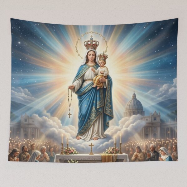 Item preview, Virgin Mary with Child Jesus Sacred Religious Art designed and sold by MantoSagrado.
