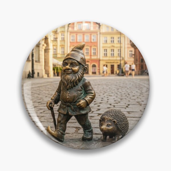 Item preview, Wroclaw Gnome With Hedgehog – Bronze Garden Gnome Folk Art designed and sold by Purrfecta.