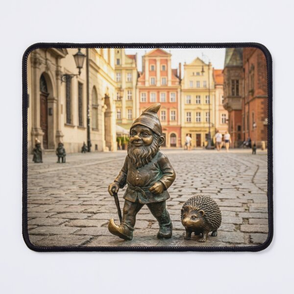 Item preview, Wroclaw Gnome With Hedgehog – Bronze Garden Gnome Folk Art designed and sold by Purrfecta.