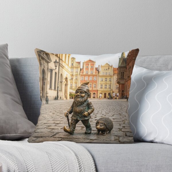 Item preview, Wroclaw Gnome With Hedgehog – Bronze Garden Gnome Folk Art designed and sold by Purrfecta.