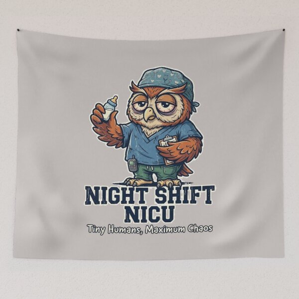Item preview, Night Shift NICU Nurse Owl - Tiny Humans Maximum Chaos designed and sold by LUKOWEAR.