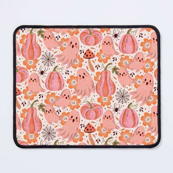 Item preview, Cute Halloween Ghosts With Pumpkins and Mushrooms in Pink and Orange designed and sold by EliveraDesigns.