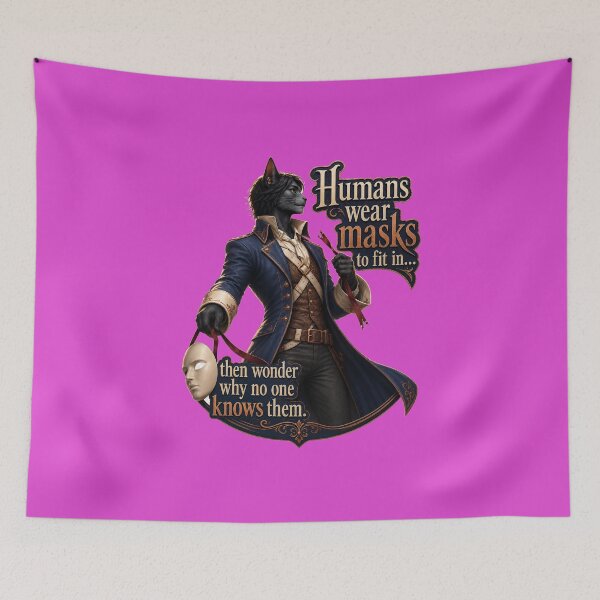 Item preview, Behind the Mask – Philosophical Cat Quote designed and sold by VolkovaLenaArt.
