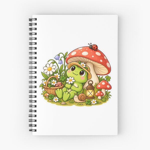 Item preview, Cute Frog Under a Mushroom in a Cottagecore Garden designed and sold by CHERRY--SHOP.