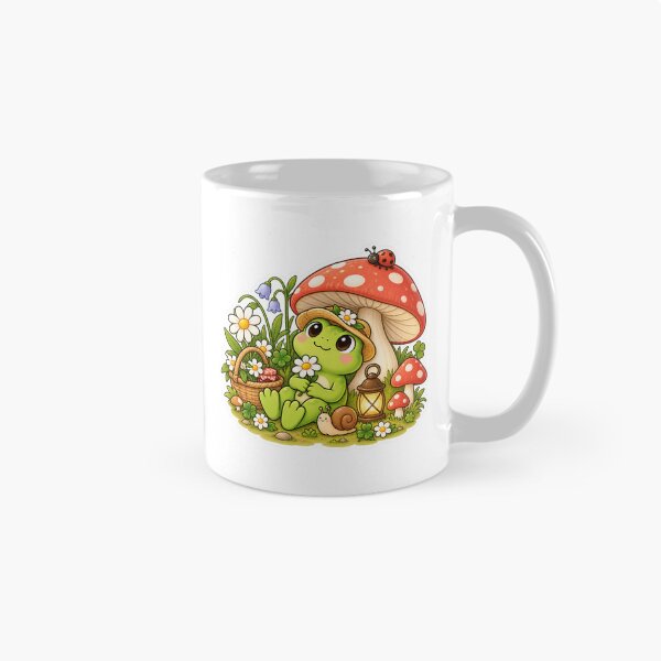 Item preview, Cute Frog Under a Mushroom in a Cottagecore Garden designed and sold by CHERRY--SHOP.