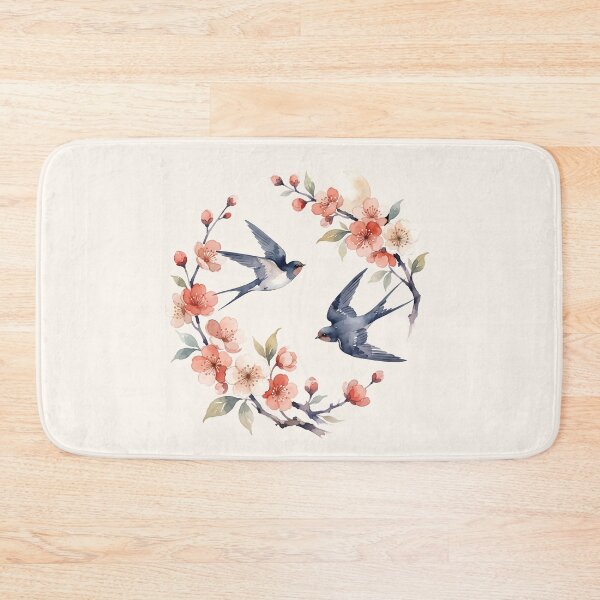 Item preview, Swallows Blossoms Watercolor Floral Wreath designed and sold by MythicCotton.