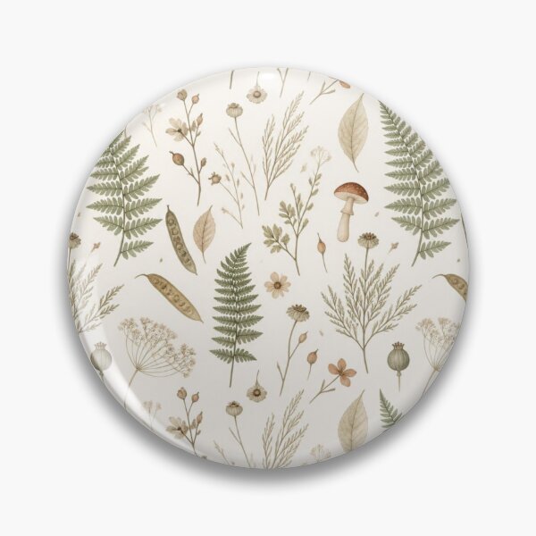 Item preview, Vintage Mushroom and Fern Pattern Woodland Cottagecore Botanical designed and sold by QCena.