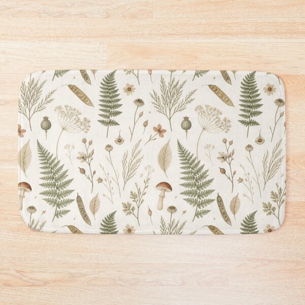 Item preview, Vintage Mushroom and Fern Pattern Woodland Cottagecore Botanical designed and sold by QCena.