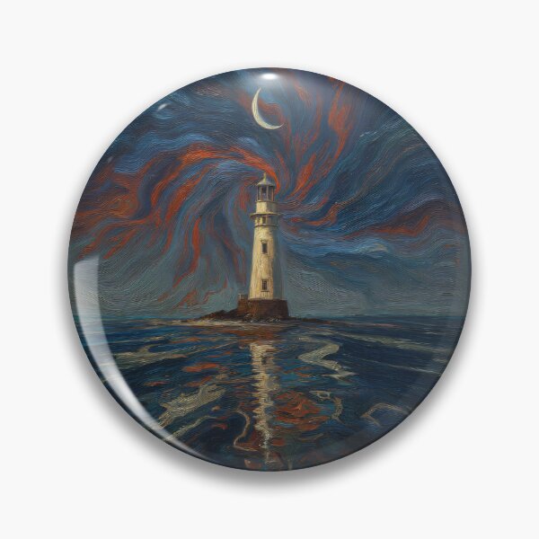Item preview, Surreal Moonlit Lighthouse – Oil Texture Dreamscape designed and sold by zoliartdesign.