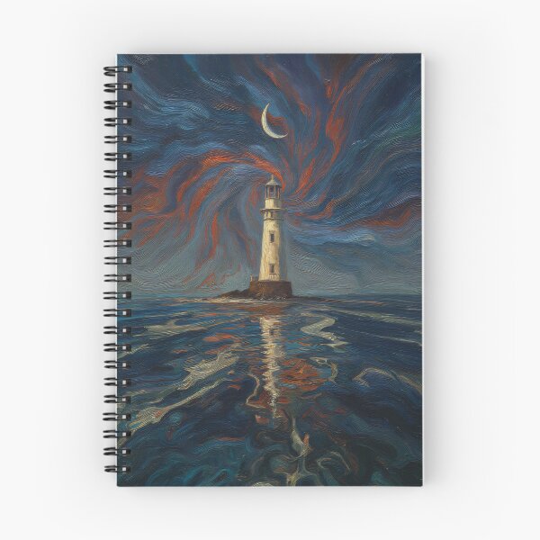 Item preview, Surreal Moonlit Lighthouse – Oil Texture Dreamscape designed and sold by zoliartdesign.