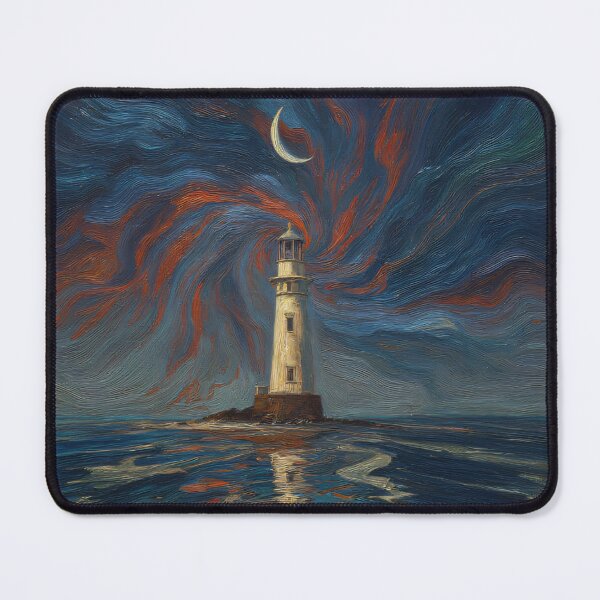 Item preview, Surreal Moonlit Lighthouse – Oil Texture Dreamscape designed and sold by zoliartdesign.