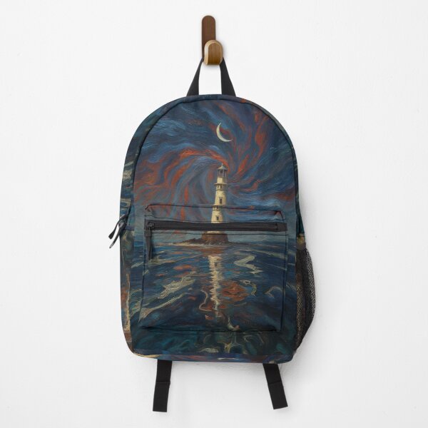 Item preview, Surreal Moonlit Lighthouse – Oil Texture Dreamscape designed and sold by zoliartdesign.