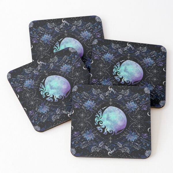 Item preview, Celestial Full Moon Mountain Lotus Pattern designed and sold by Suha Design Studio.