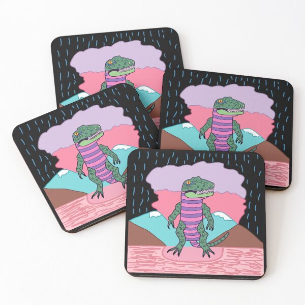 Item preview, Neon Dino in the Rain designed and sold by GuweizWorks.