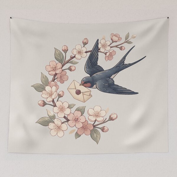 Item preview, Swallows Blossoms Vintage Floral Love Letter designed and sold by MythicCotton.