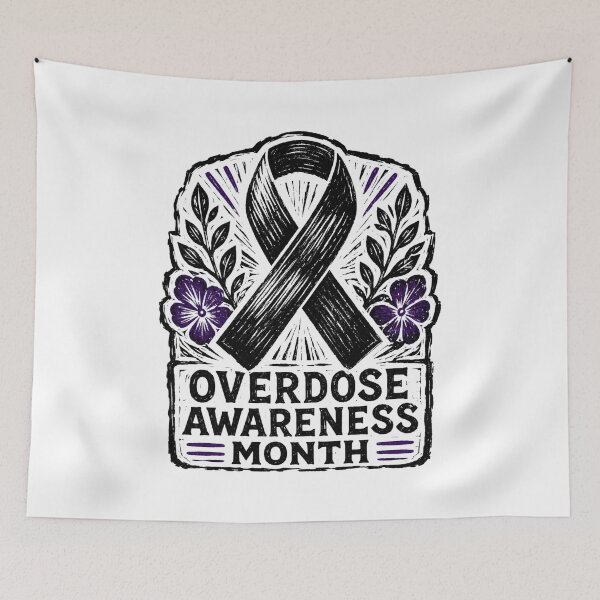 Item preview, Overdose Awareness Month Woodcut Floral Ribbon Art Support Gift for Advocates designed and sold by Nightarel.