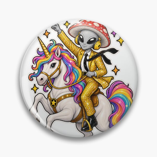 Item preview, Hyperfocus Alien Riding a Unicorn – Retro Neurodivergent Art designed and sold by Manifestor92.