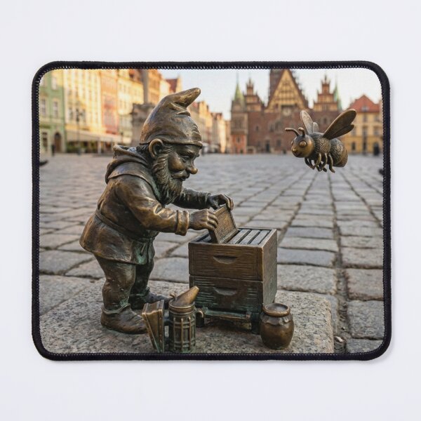 Item preview, Wroclaw Gnome With Bee – Bronze Garden Gnome Folk Art designed and sold by Purrfecta.