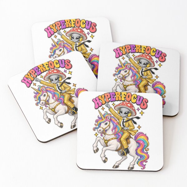 Item preview, Hyperfocus Alien Riding a Unicorn – Retro Neurodivergent Art designed and sold by Manifestor92.