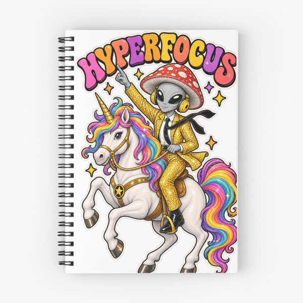 Item preview, Hyperfocus Alien Riding a Unicorn – Retro Neurodivergent Art designed and sold by Manifestor92.