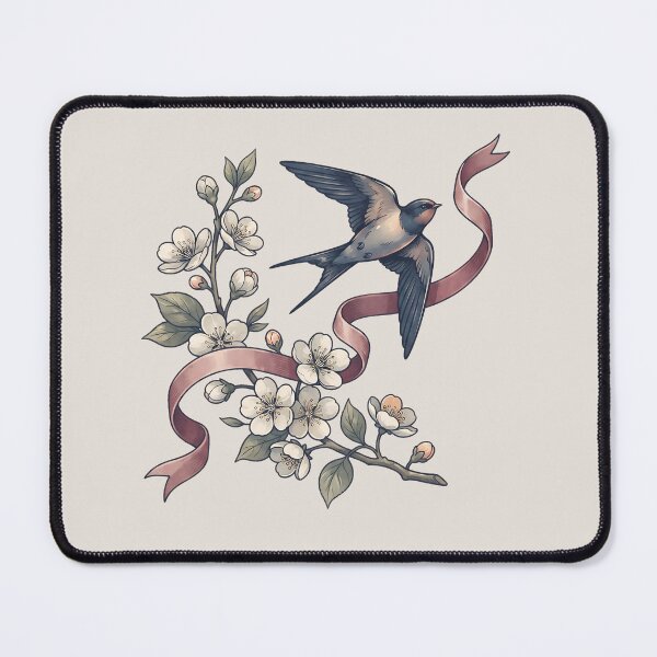 Item preview, Swallows Blossoms Vintage Ribbon Floral Art designed and sold by MythicCotton.