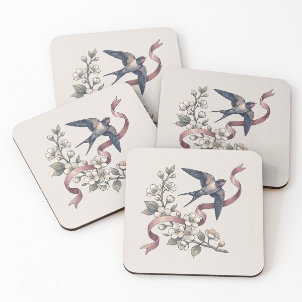 Item preview, Swallows Blossoms Vintage Ribbon Floral Art designed and sold by MythicCotton.