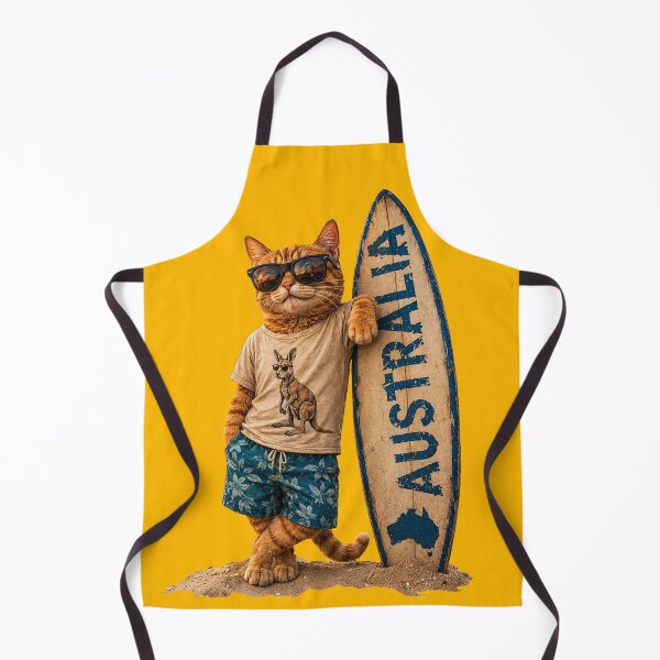 Item preview, Australian Surf Cat Surfboard Retro Beach Cat – Funny Aussie Summer Design designed and sold by Kittcatking.