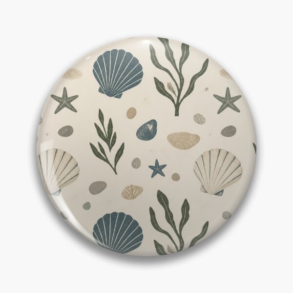Item preview, Vintage Coastal Seashells and Seaweed Pattern Minimalist Ocean Decor designed and sold by QCena.