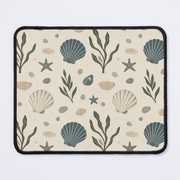 Item preview, Vintage Coastal Seashells and Seaweed Pattern Minimalist Ocean Decor designed and sold by QCena.