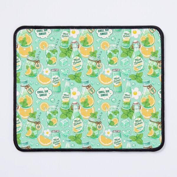 Item preview, Cute Mint Lemon Soda Seamless designed and sold by KJackArtwork.