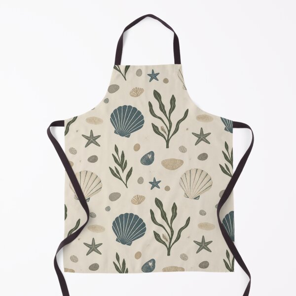 Item preview, Vintage Coastal Seashells and Seaweed Pattern Minimalist Ocean Decor designed and sold by QCena.