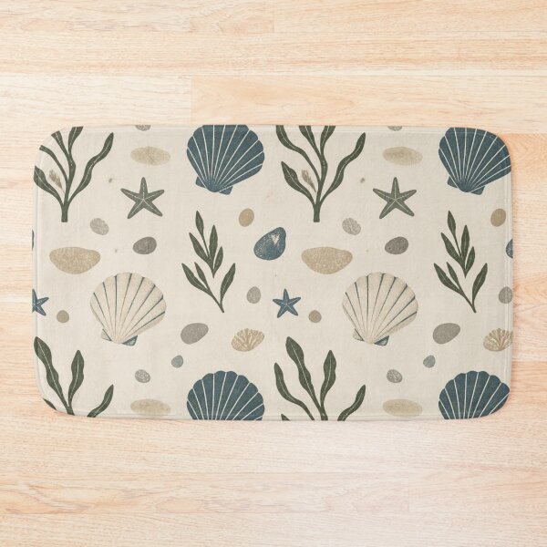 Item preview, Vintage Coastal Seashells and Seaweed Pattern Minimalist Ocean Decor designed and sold by QCena.
